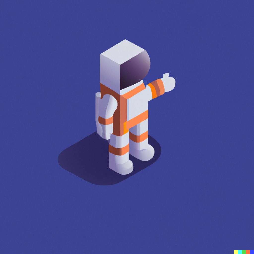 an astronaut, isometric art